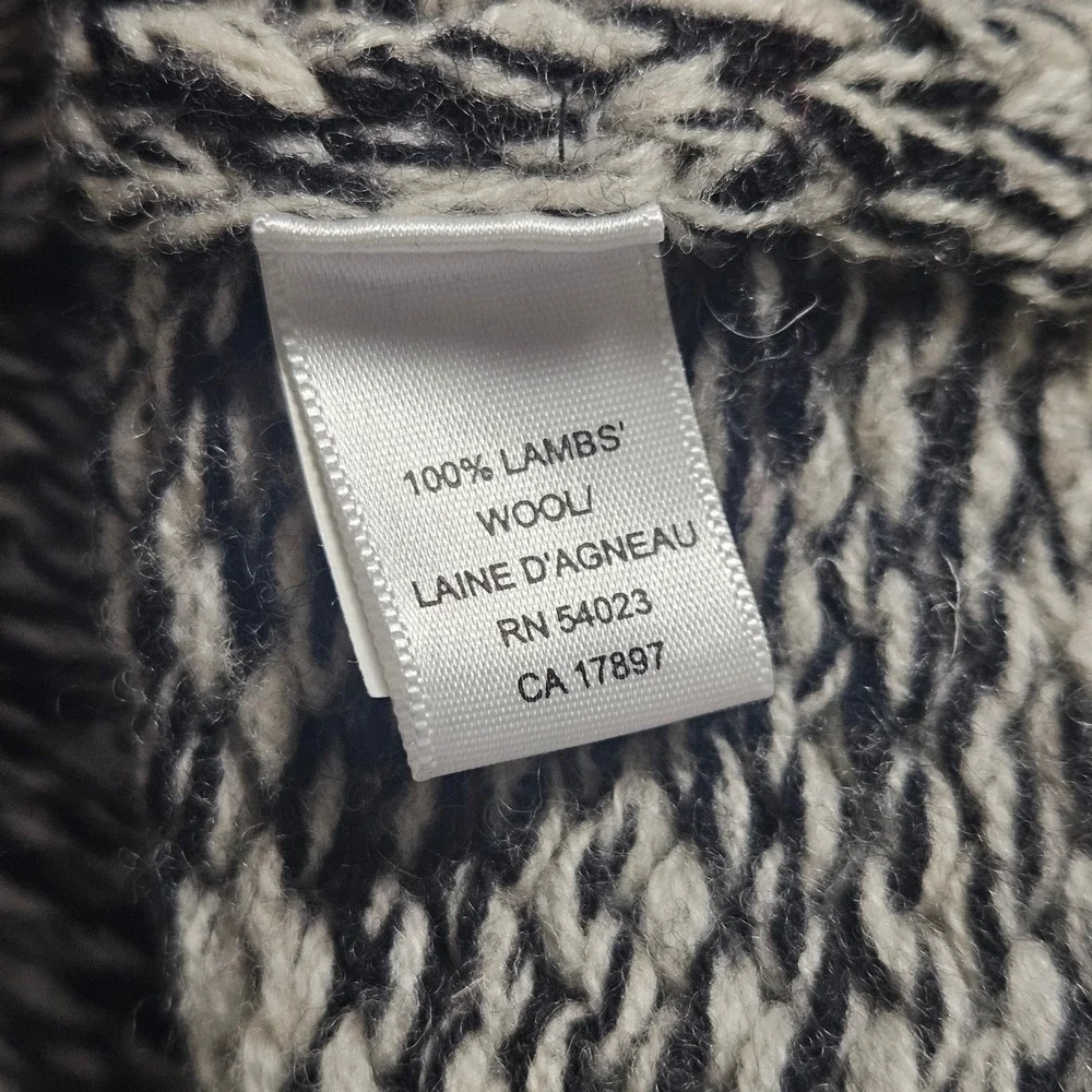 Banana Republic Mens 100% Lambswool Chunky Knit Mock Neck Sweater L Marled Gray